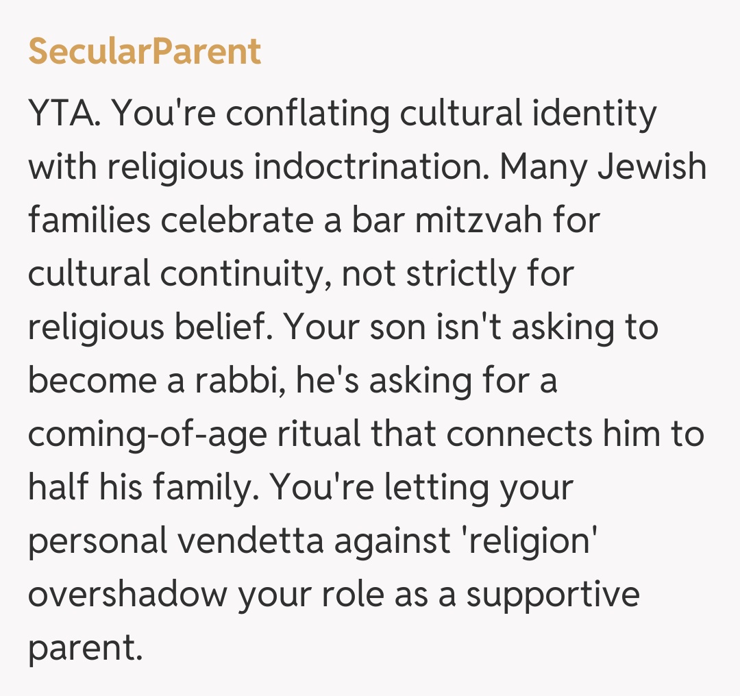 Comentariu de la SecularParent