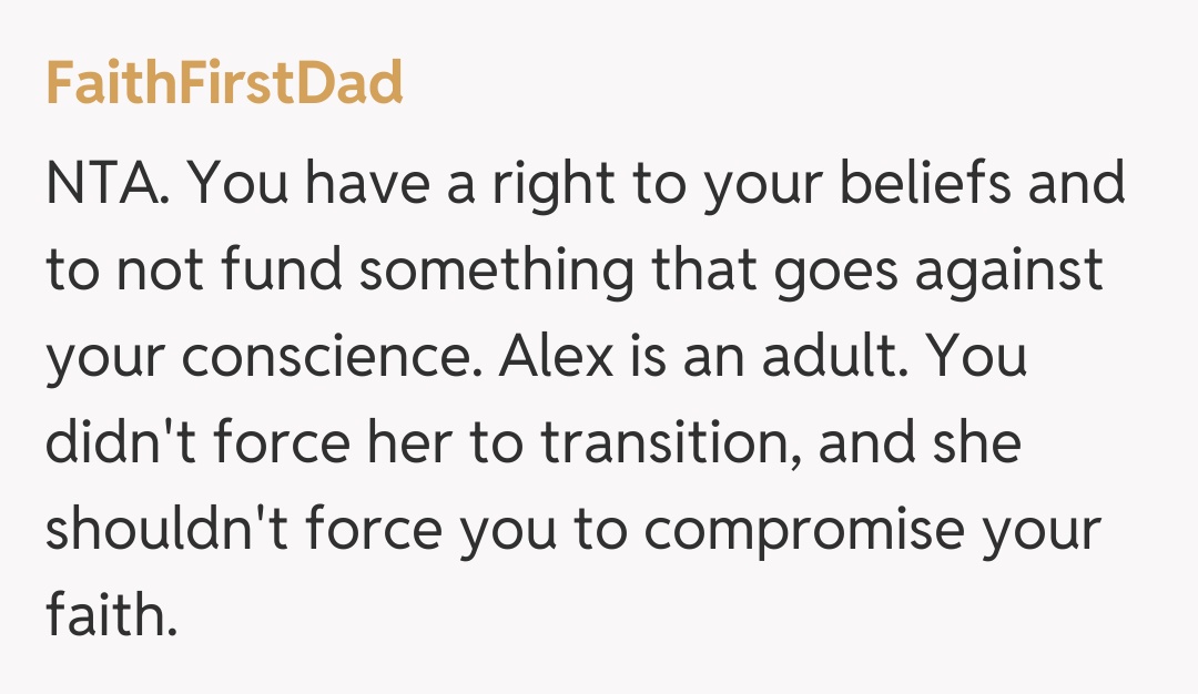 Comentariu de la FaithFirstDad