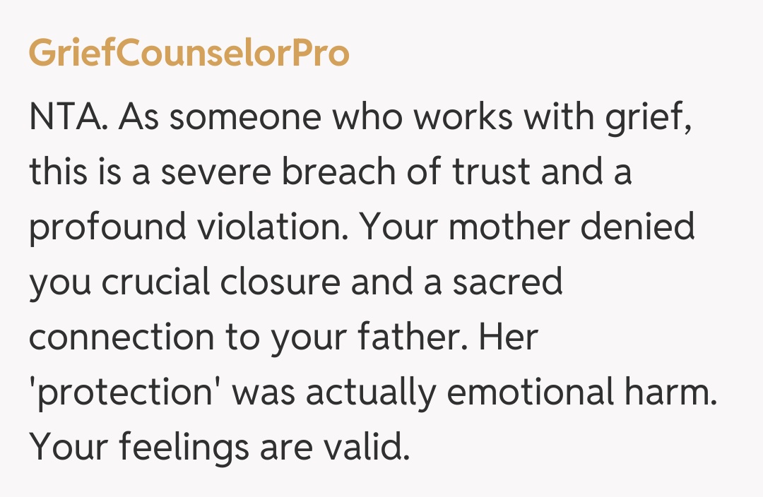 Comentariu de la GriefCounselorPro