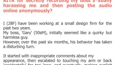 Photo of AITA for secretly recording my boss s*xually harassing me and then posting the audio online anonymously?