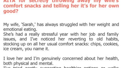 Photo of AITA for secretly throwing away my wife’s comfort snacks and telling her it’s for her own good?