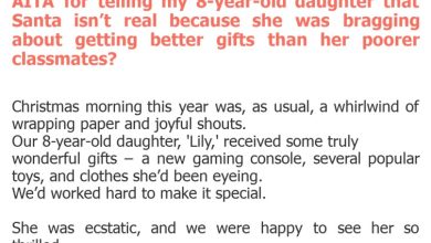 Photo of AITA for telling my 8-year-old daughter that Santa isn’t real because she was bragging about getting better gifts than her poorer classmates?