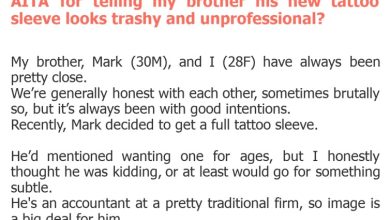 Photo of AITA for telling my brother his new tattoo sleeve looks trashy and unprofessional?