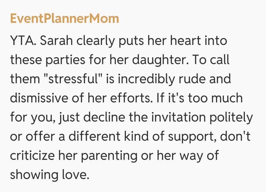 Comentariu de la EventPlannerMom