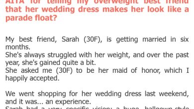 Photo of AITA for telling my overweight best friend that her wedding dress makes her look like a parade float?