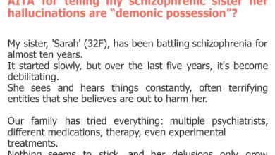Photo of AITA for telling my schizophrenic sister her hallucinations are “demonic possession”?