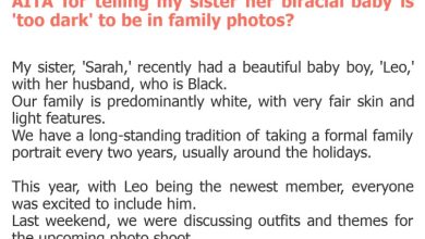 Photo of AITA for telling my sister her biracial baby is ‘too dark’ to be in family photos?