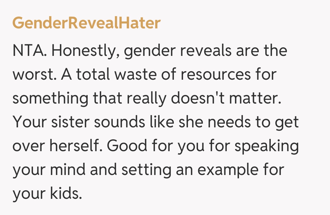 Comentariu de la GenderRevealHater