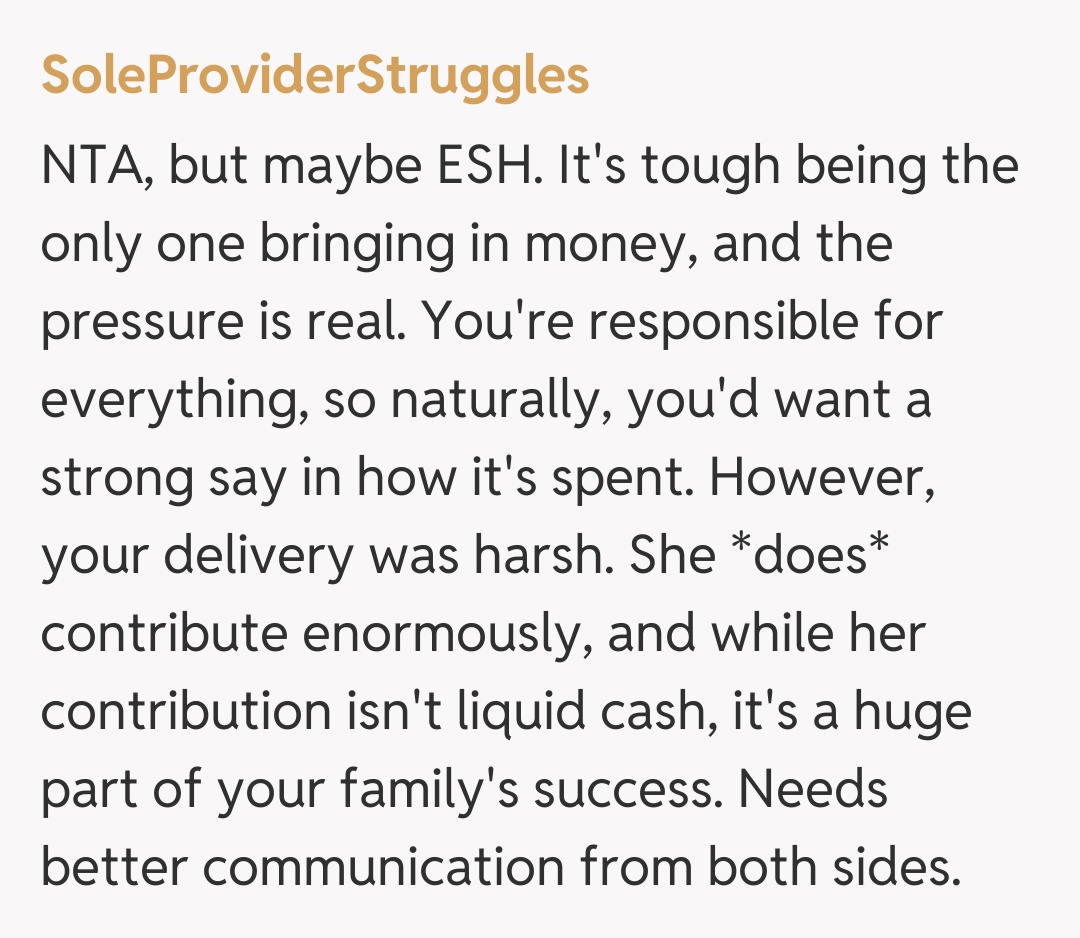 Comentariu de la SoleProviderStruggles