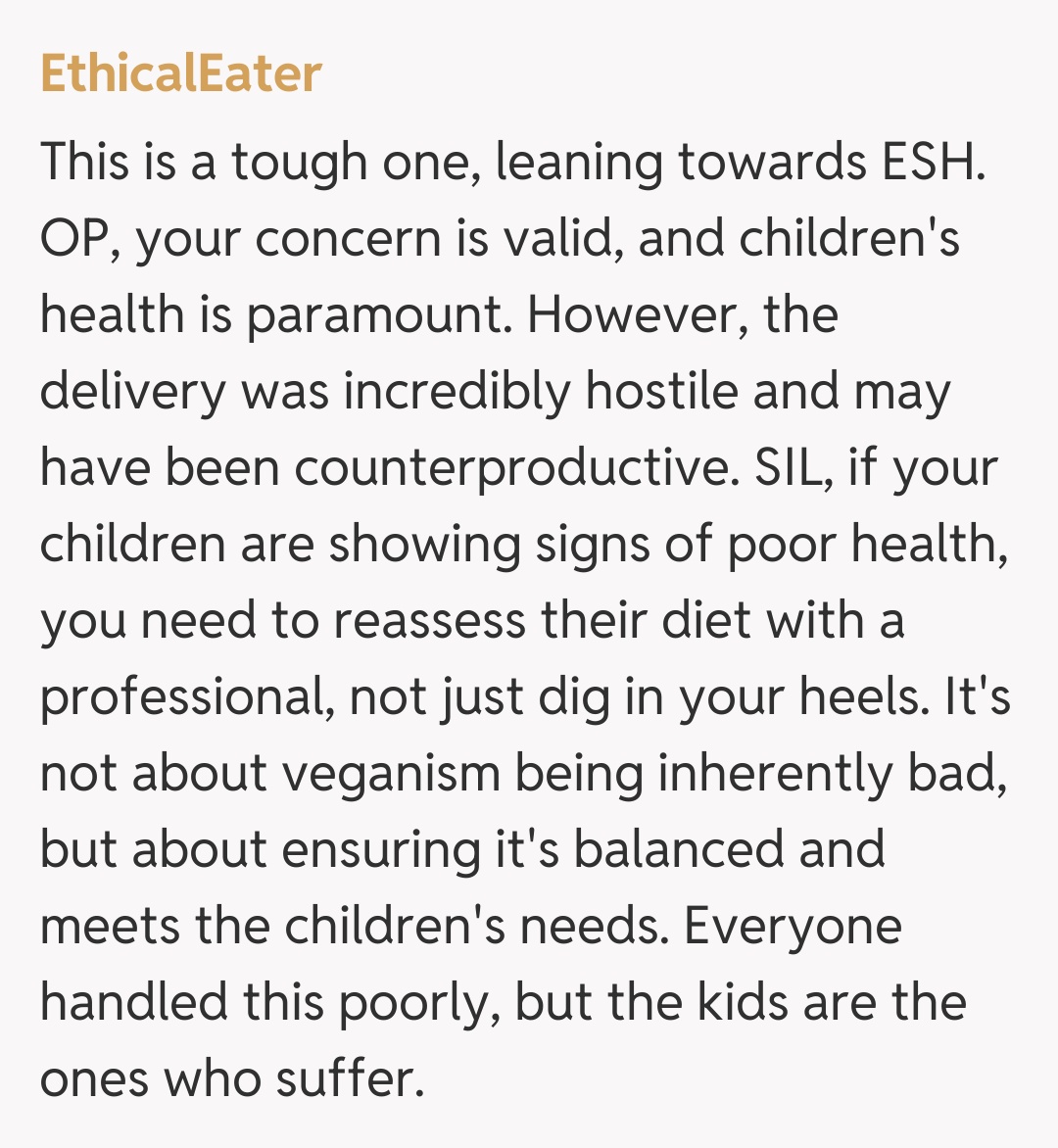 Comentariu de la EthicalEater