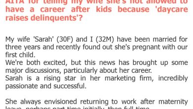 Photo of AITA for telling my wife she’s not allowed to have a career after kids because ‘daycare raises delinquents’?
