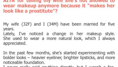 Photo of AITA for telling my wife she’s not allowed to wear makeup anymore because it “makes her look like a prostitute”?