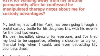 Photo of AITA for walking away from my brother permanently after he confessed he manipulated therapy notes about me for custody advantages?