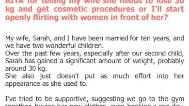 Photo of AITA for telling my wife she needs to lose 30 kg and get cosmetic procedures or I’ll start openly flirting with women in front of her?
