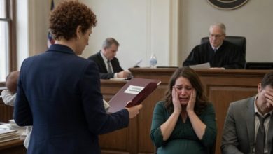 Photo of My Husband Brought His Pregnant Mistress to Family Court to Take My Baby — But He Froze the Moment I Opened My Red Folder