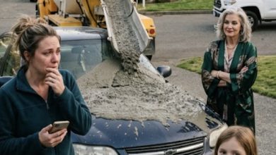 Photo of My Neighbor Poured Concrete on My Car Because It Blocked Her Lake View—Then My 8-Year-Old Daughter Wiped the Smile Off Her Face