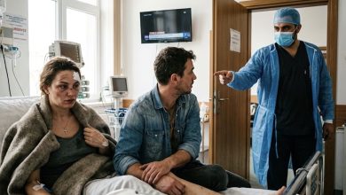 Photo of A Man in a Blue Hospital Gown Stopped at My Door and Told Me My Fiancé Had Lied About the Crash